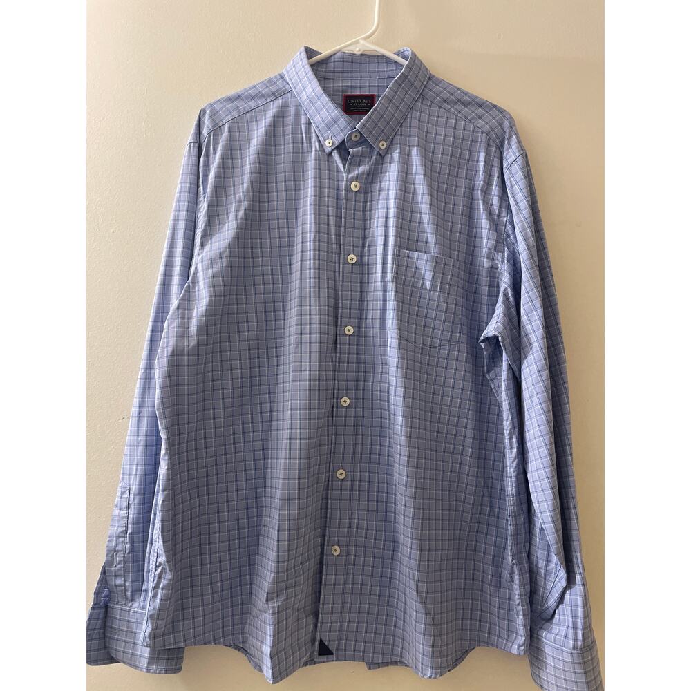 Untuckit Men's XXL Slim Fit Plaid Long Sleeve Dress Shirt‎ Button Down Parrino